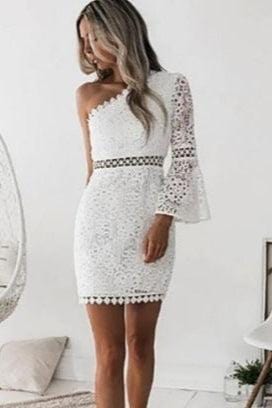 Ibiza Boho Asymmetrische witte Boheemse korte jurk