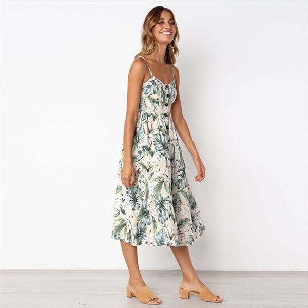 Ibiza Boho S Boheemse Jurk Met Planten Printje Midi