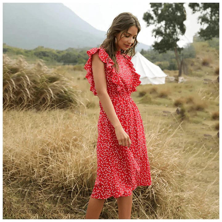 Ibiza Boho Chique Rode Midi Jurk