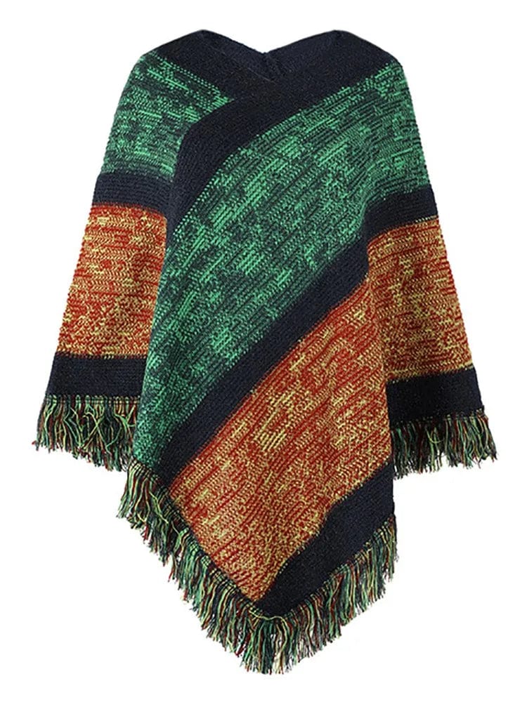 Ibiza Boho groente / Een maat Dames Ibiza Herfst & Wintersjaalmantel
