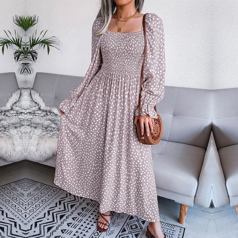 Ibiza Boho Elegante Beige Long Sleeve Maxi Jurk