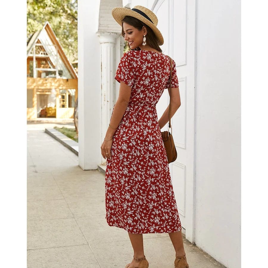 Ibiza Boho Gebloemde Ibiza Midi Jurk
