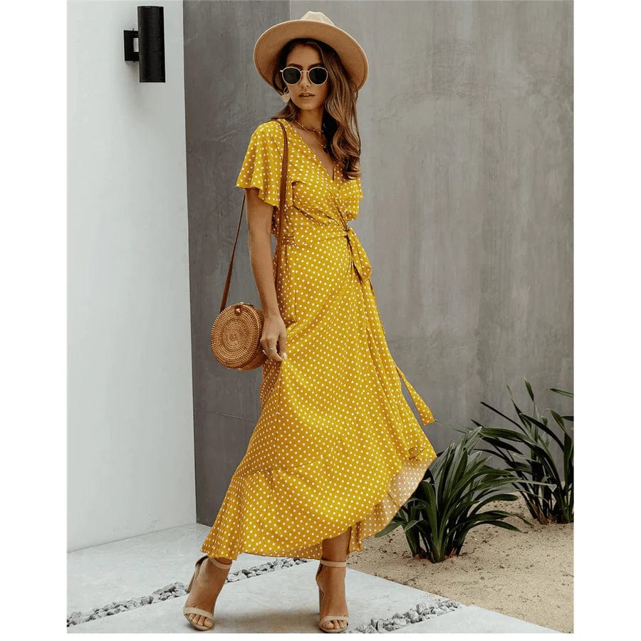Ibiza Boho Gele Midi Jurk Ibiza Style