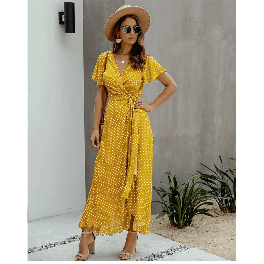 Ibiza Boho Gele Midi Jurk Ibiza Style