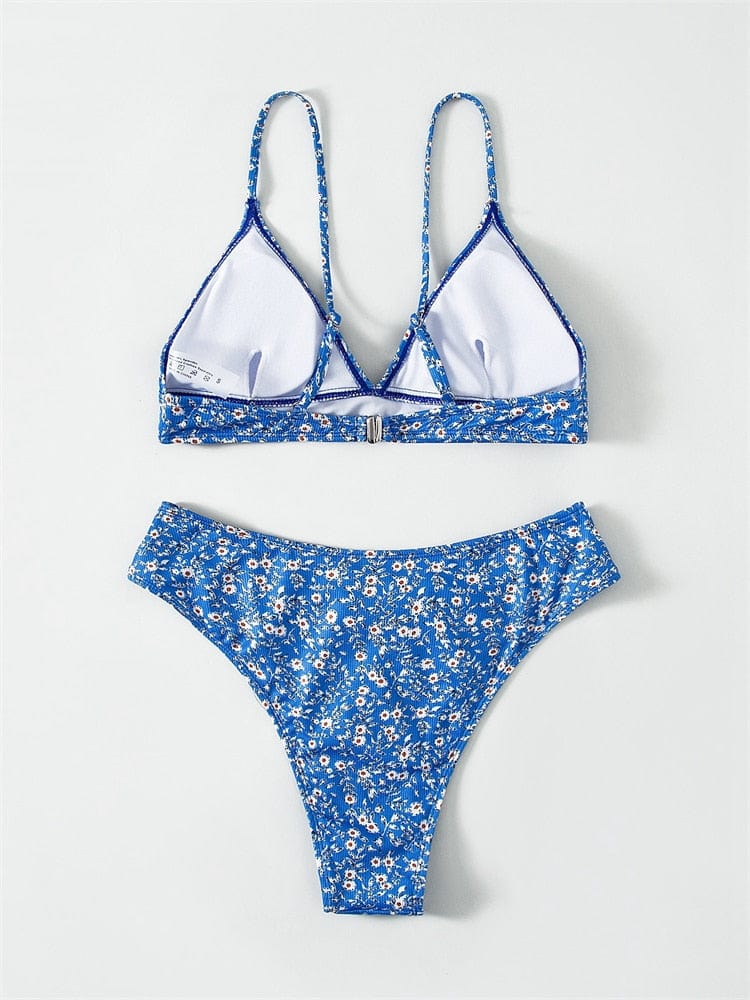 Ibiza Boho Hoge Taille Boho Bikini met Bloemenprint