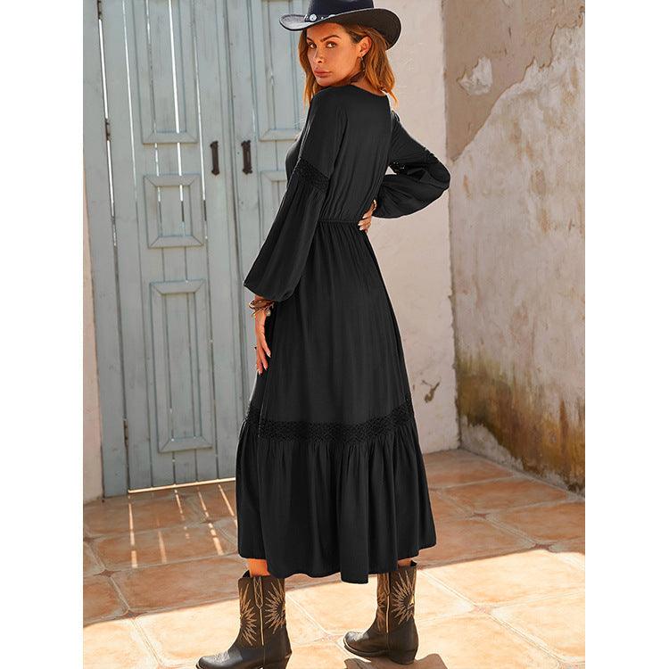 Ibiza Boho Ibiza Stijl Zwarte Gegolfde Jurk