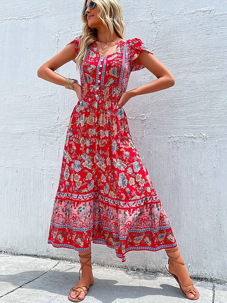 Boho jurk rood outlet