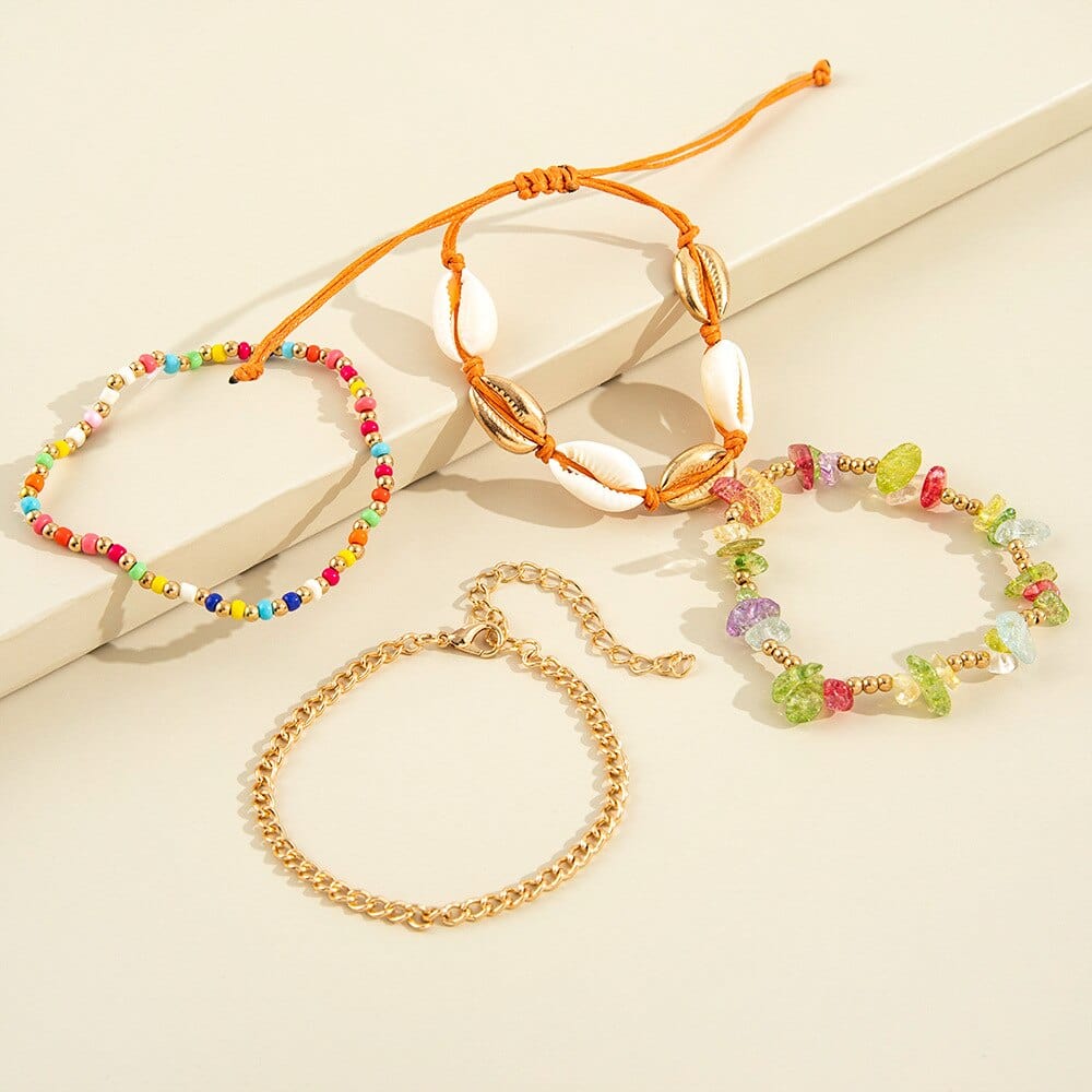 Ibiza Boho Kleurrijke Ibiza Armbanden Set Met Schelpjes