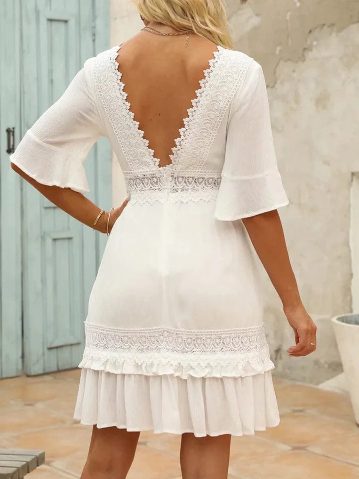 Ibiza Boho Korte chique witte jurk