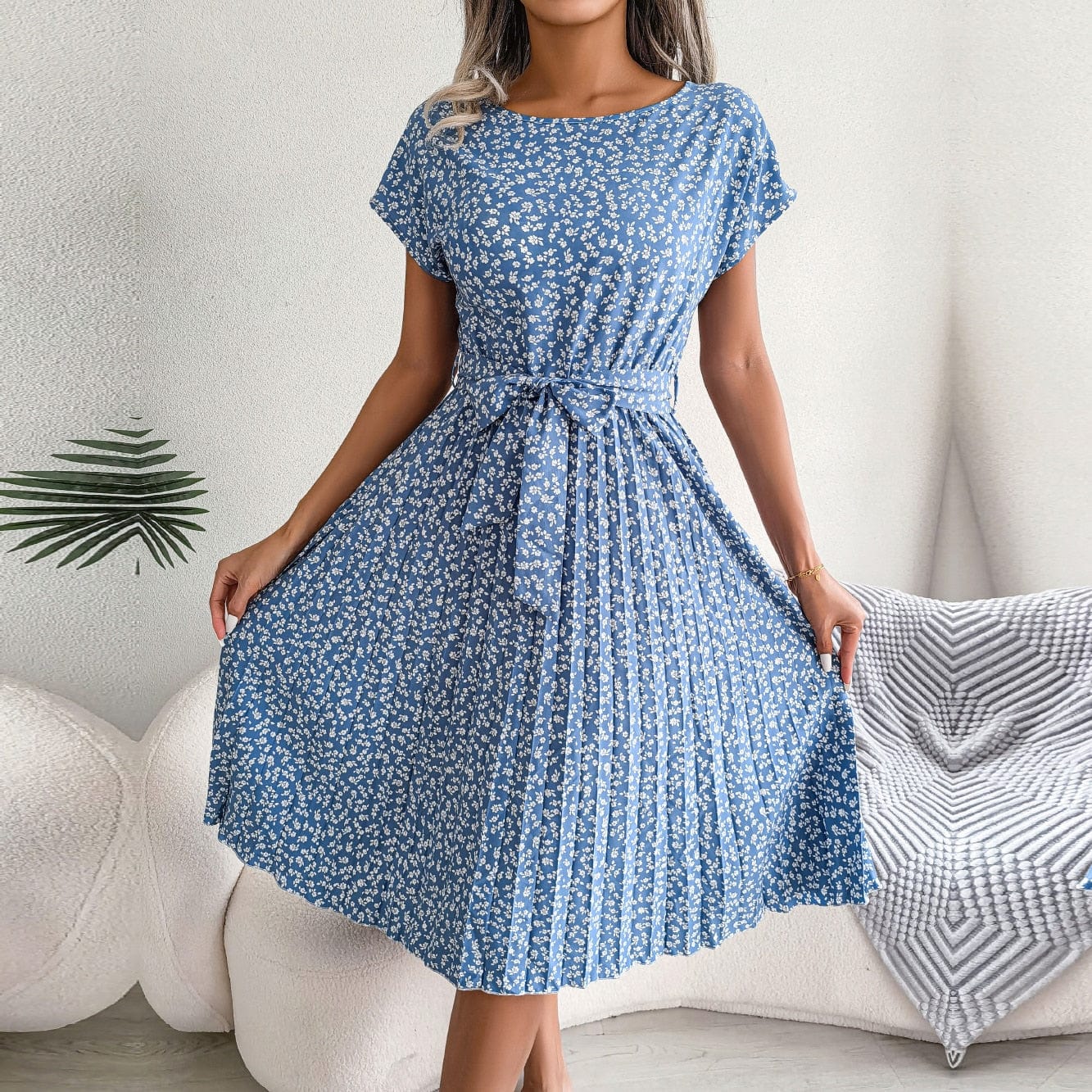 Ibiza Boho Lichtblauwe Boheemse Zomer Jurk Met Stipjes