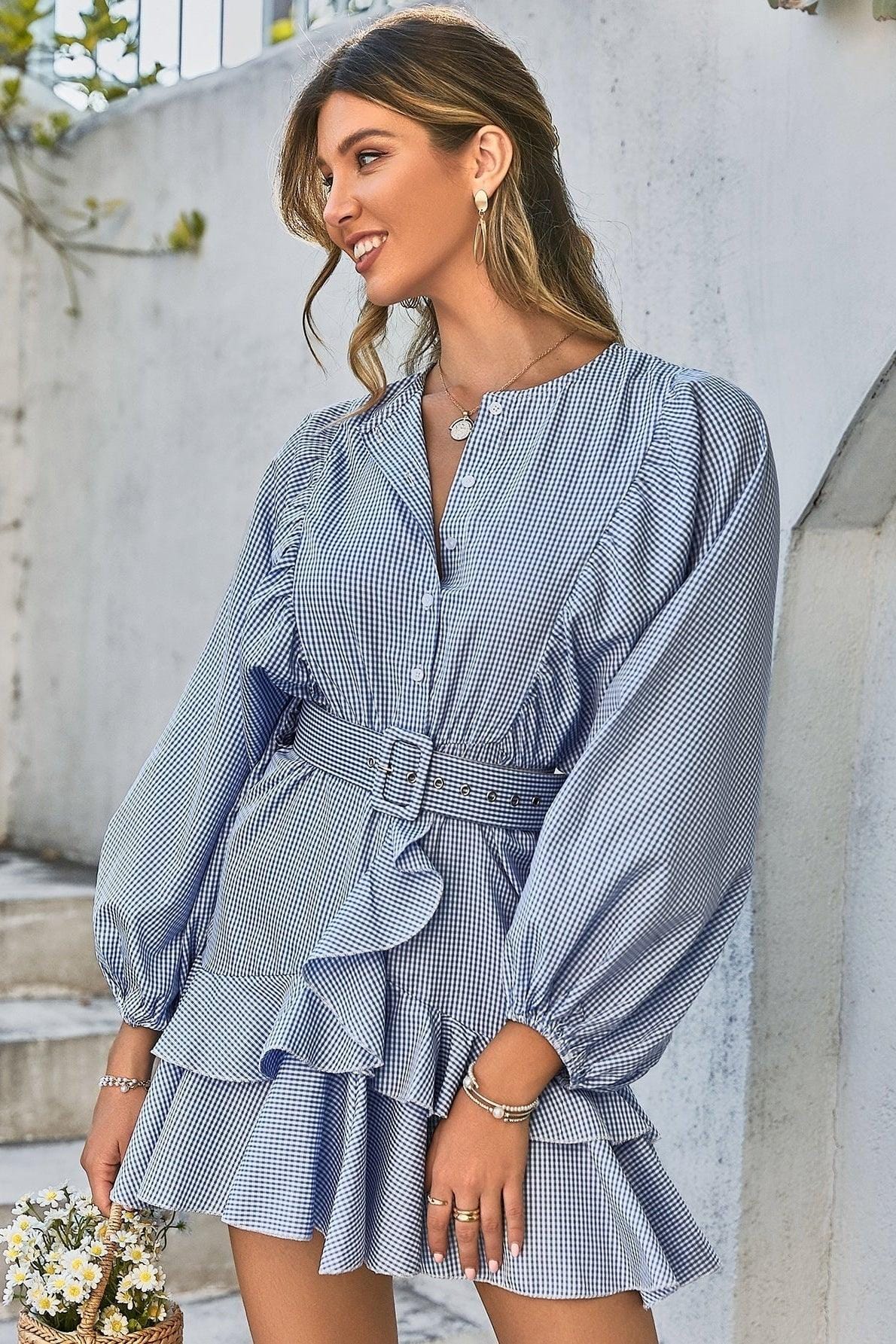Ibiza Boho Lichtblauwe Korte Ibiza Jurk
