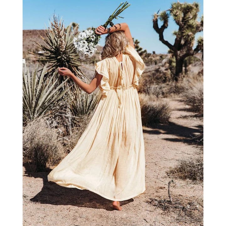 Ibiza Boho Maxi Crème Kleurige Ibiza Jurk