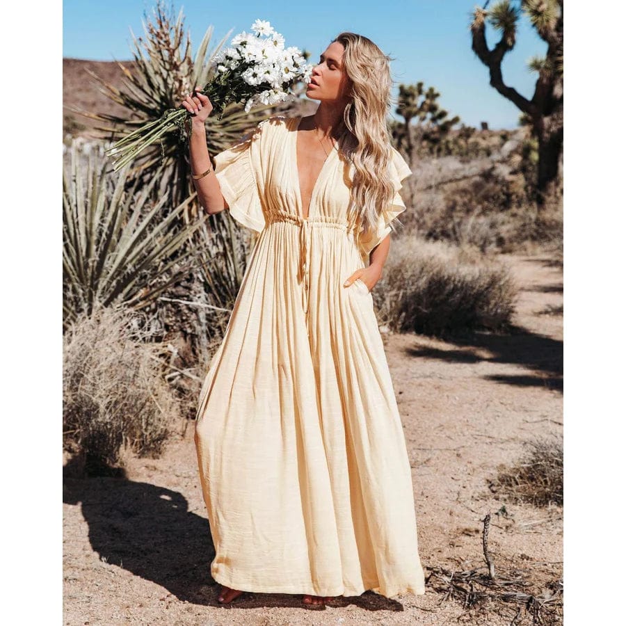 Ibiza Boho Maxi Crème Kleurige Ibiza Jurk