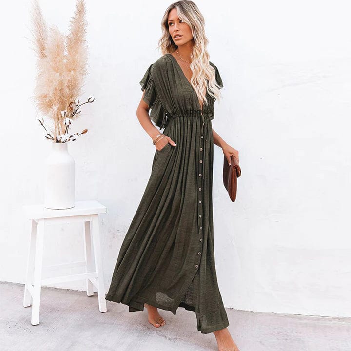 Ibiza Boho Maxi Donkergroene Ibiza Jurk