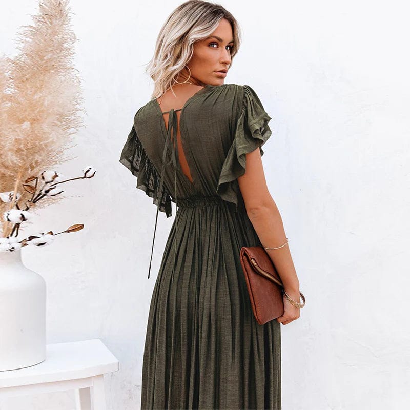 Ibiza Boho Maxi Donkergroene Ibiza Jurk