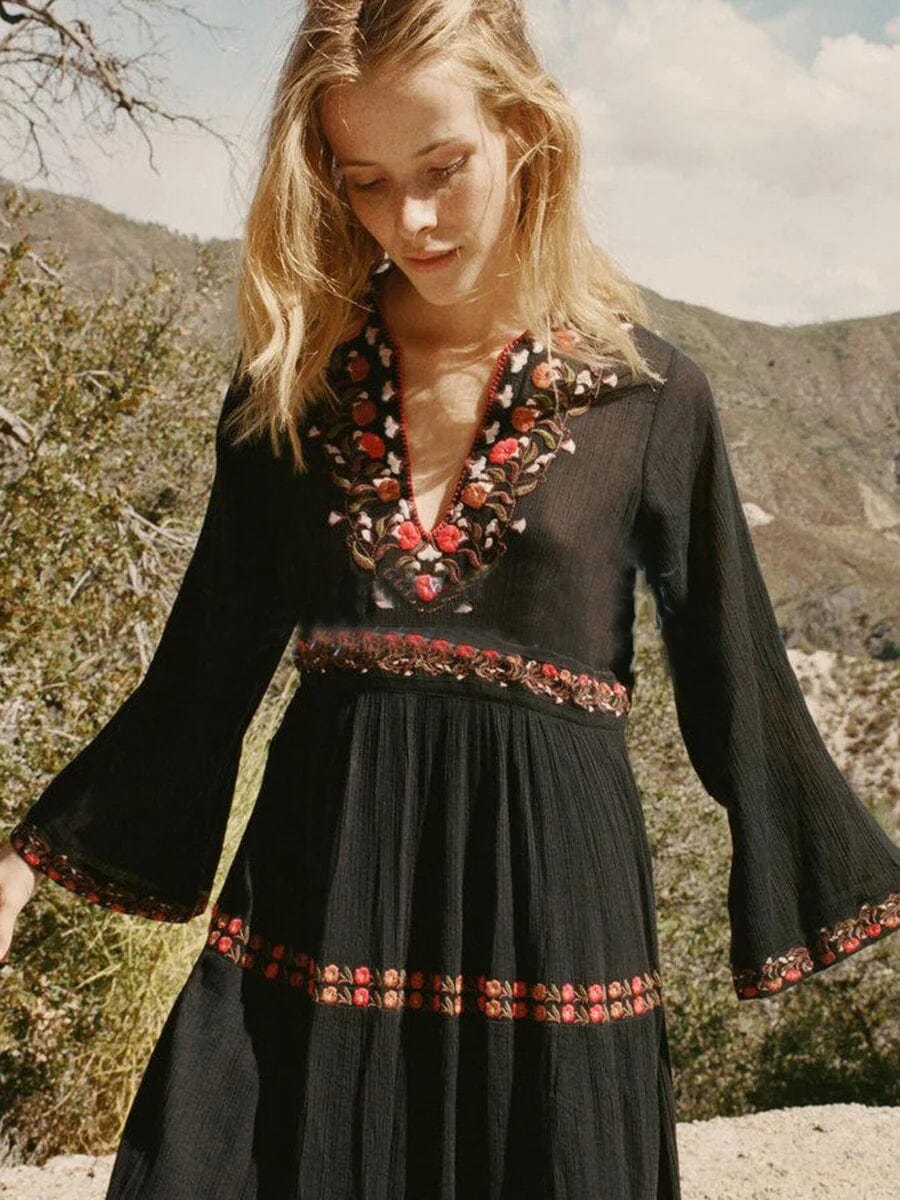 Ibiza Boho Maxi kanten Ibiza jurk zwart