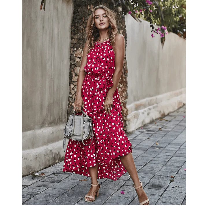 Ibiza Boho Midi Rood/Roze Boheemse Jurk