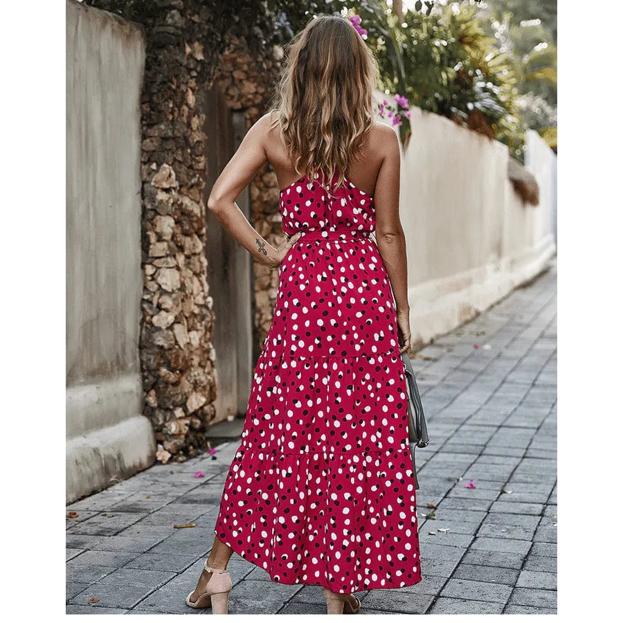Ibiza Boho Midi Rood/Roze Boheemse Jurk