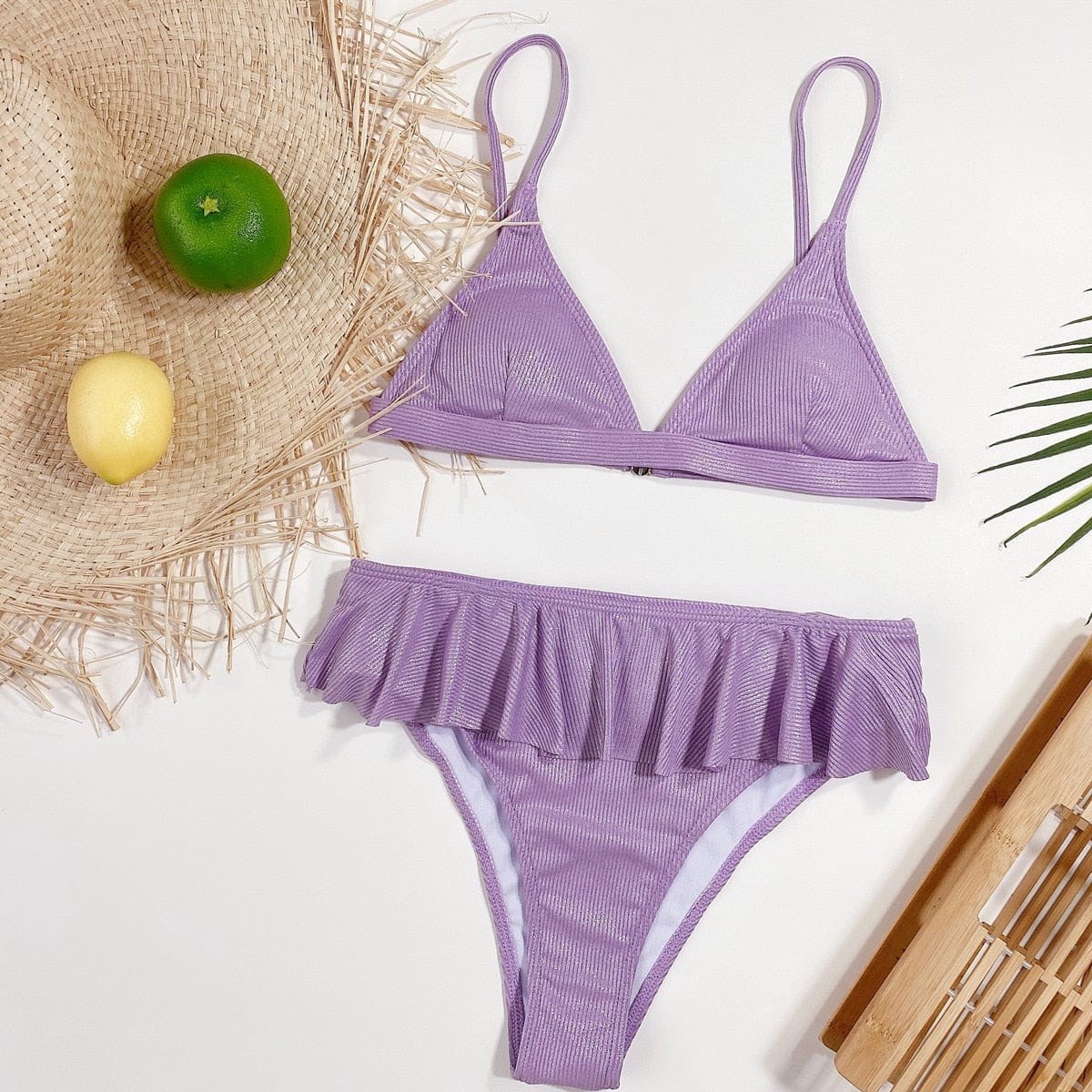 Ibiza Boho Paarse Ibiza Bikini met Boho Ruches