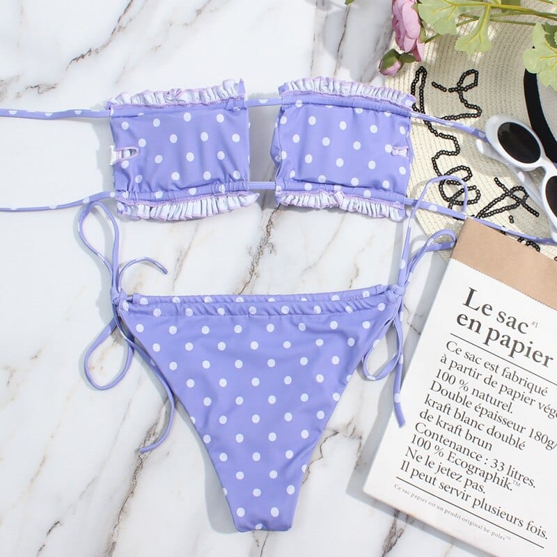 Ibiza Boho Paarse Ibiza Ruches Bandeau Bikini