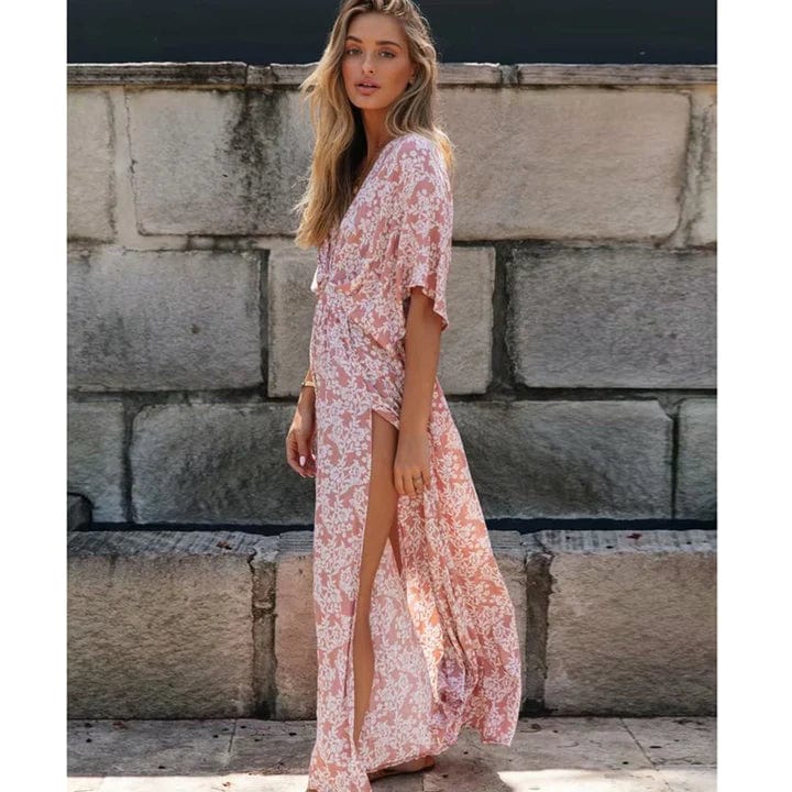 Ibiza Boho Poederroze Ibiza Jurk Met Print