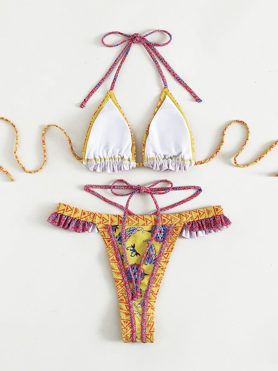 Ibiza Boho Prachtige Gele Ibiza Bikini met Boho Print