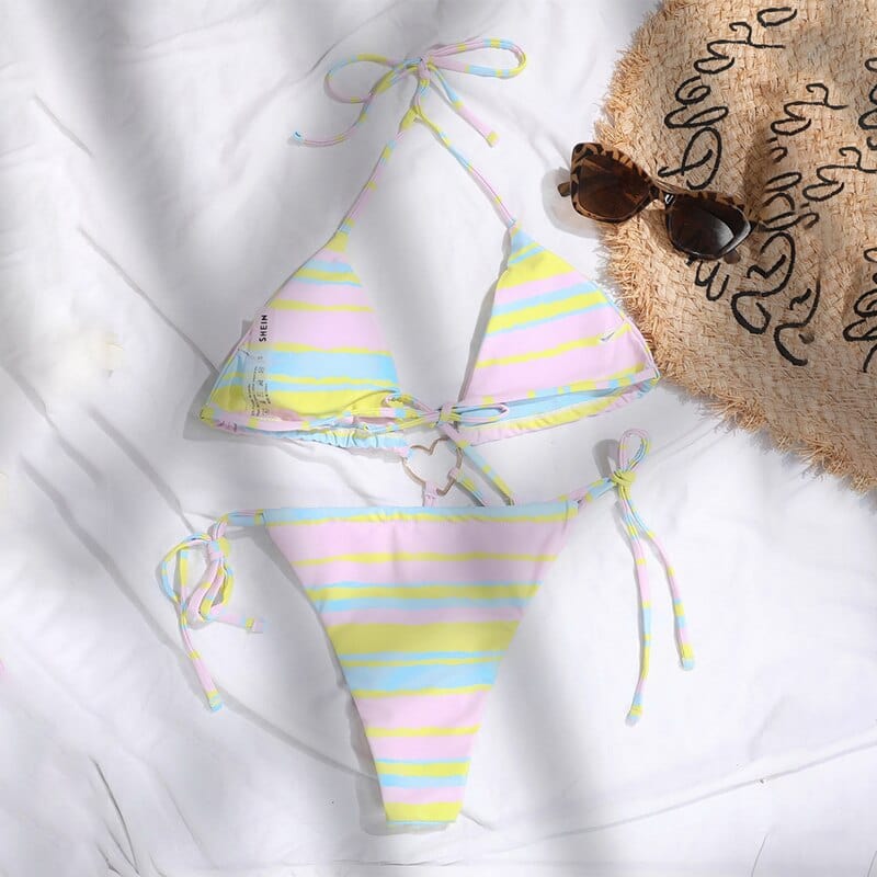 Ibiza Boho Regenboog Boho Bikini met Touwtjes om Buik