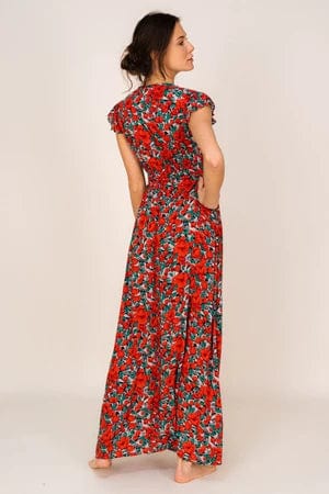 Ibiza Boho Rode Bloemen Jurk