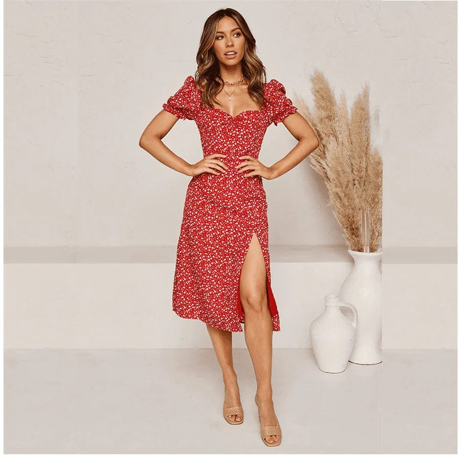 Ibiza Boho Rode Midi Jurk