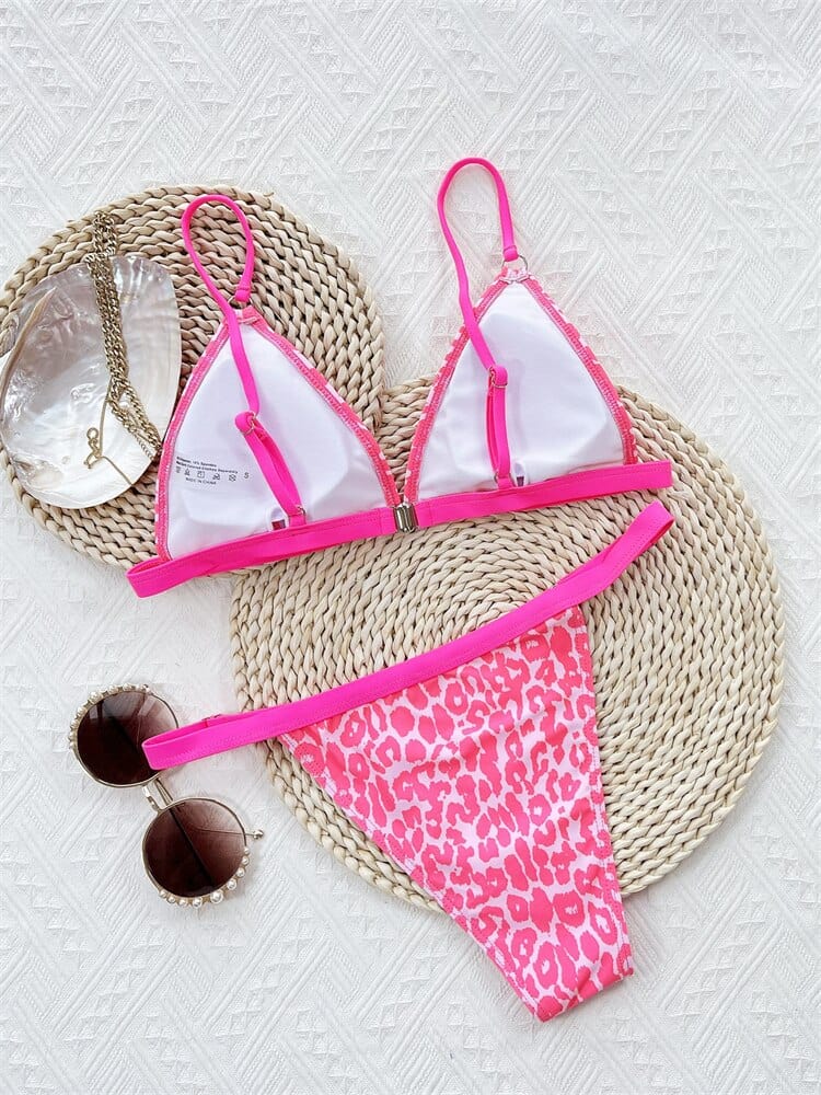 Ibiza Boho Roze Luipaard Print Bikini