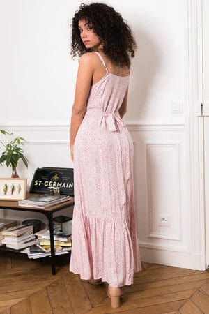 Ibiza Boho Roze Maxi Jurk met V-hals