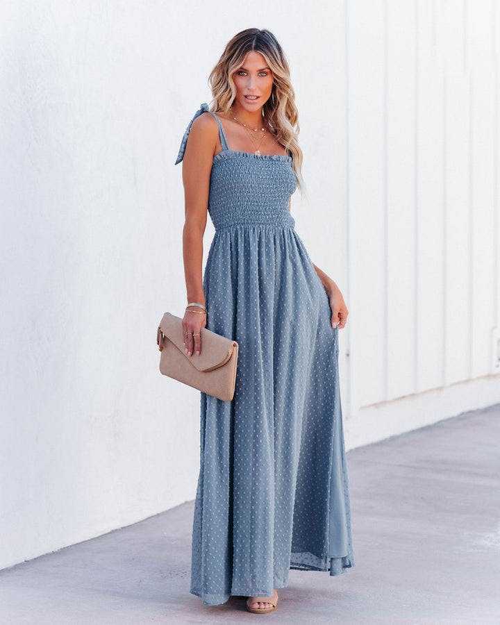 Ibiza Boho 0 Blue / S WildPinky 2022 Smock Sleeveless Square Collar Mesh Maxi Dress Women Beach Holiday Tulle Sundress Fashion A-line Dot Vestidos