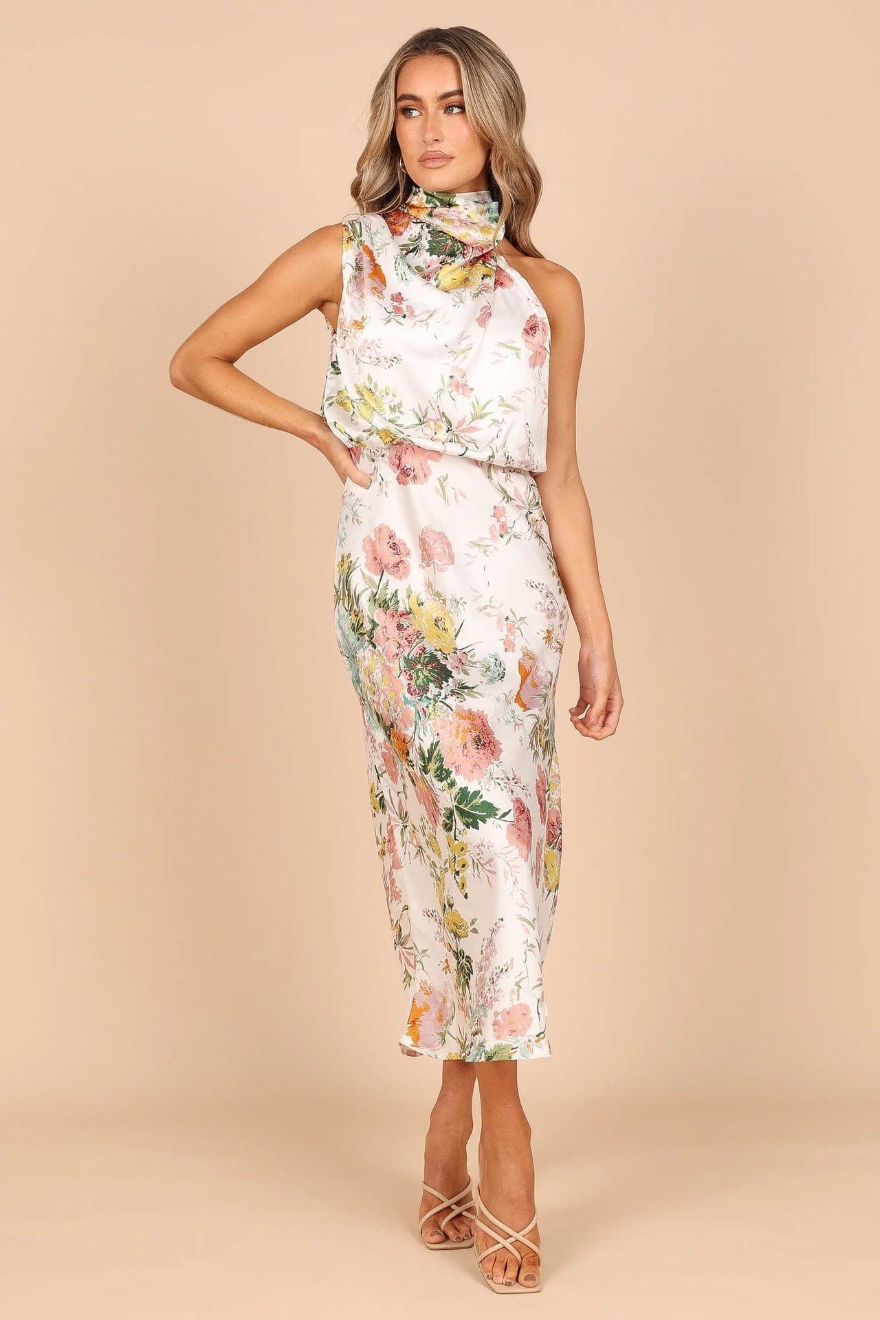 Ibiza Boho 0 White / S WildPinky 2023 New Elegant Halter Stain Dress Print High Waist Summer Party Dress Women Ruched Sleeveless Long Evening Dress
