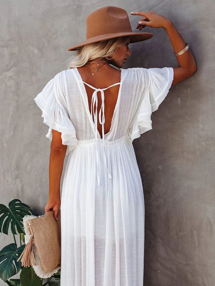 Ibiza Boho Witte Lange Hippie Jurk