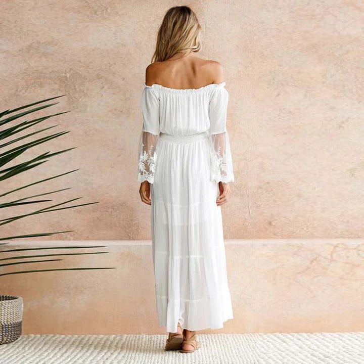 Ibiza Boho Witte Lange Ibiza Strand Jurk