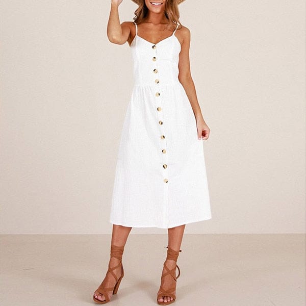 Ibiza Boho S Witte Midi Ibiza Stijl Jurk Met Sier Knoopjes