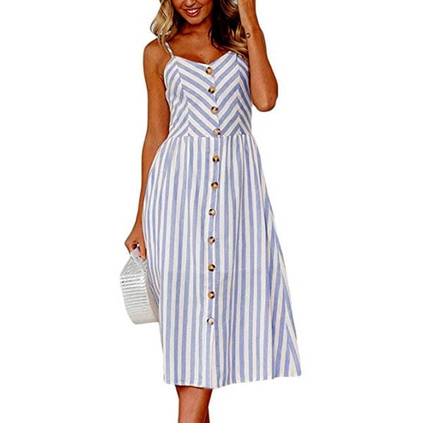Ibiza Boho S Zomerse Wit Met Blauw Gestreepte Midi Jurk