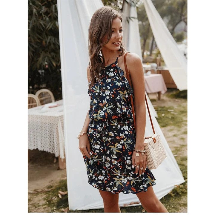 Ibiza Boho Zwarte Bloemenjurk Ibiza Style