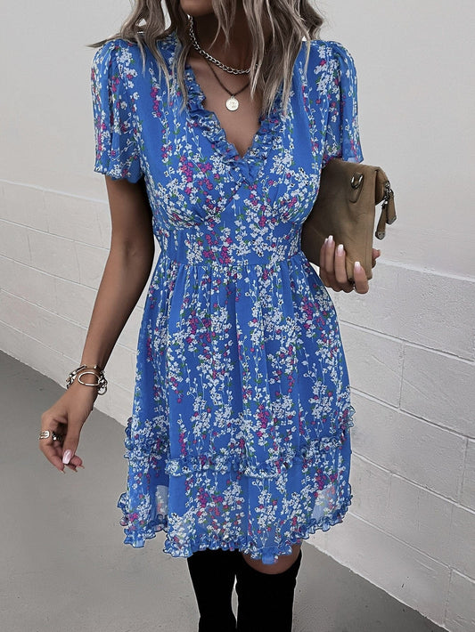 Ibiza Boho S Blauwe Luchtige Zomerse Boho Jurk Met Bloemenprint