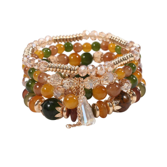 Ibiza Boho Boheemse Bruin Met Groene Armbanden Set Hippie Stijl