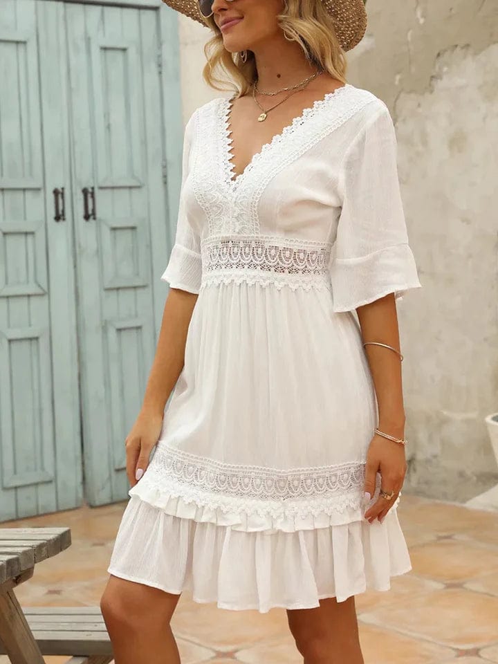 Ibiza Boho Korte chique witte jurk