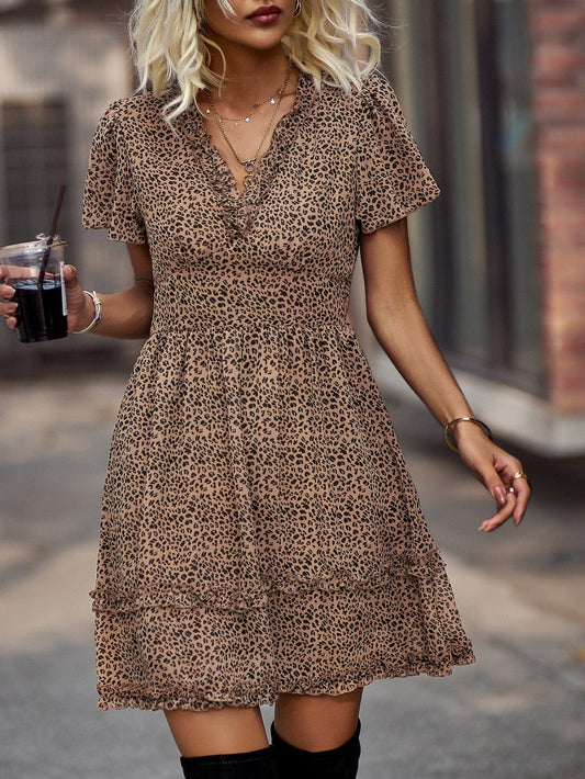 Ibiza Boho 0 Brown / S Temperament Commuter Light Dress Fashion Small Floral Dress Casual High Waist Dresses Woman 2023 Sexy Short Style Dress