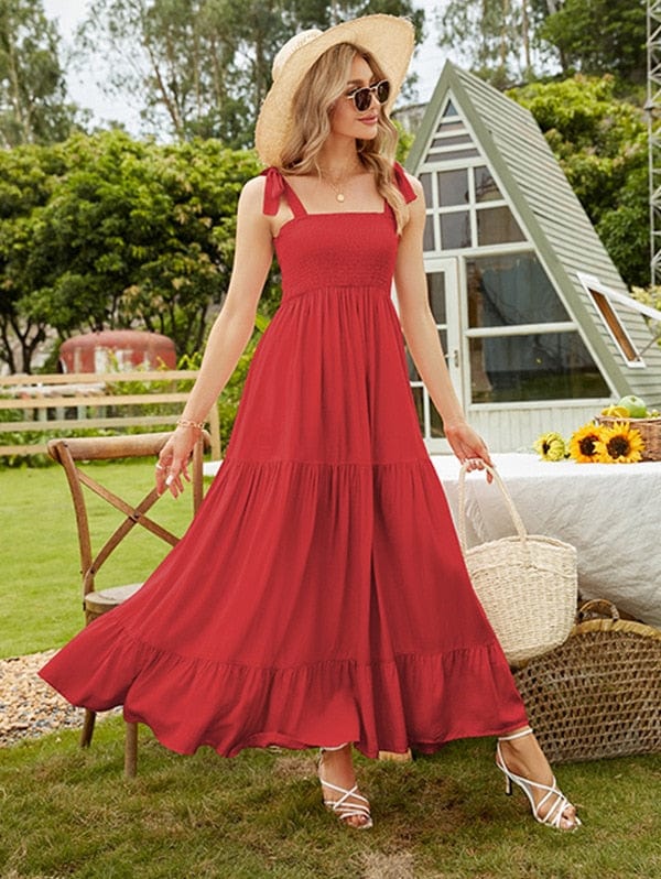 Ibiza Boho 0 Coral Red / S WildPinky 2023 New Casual Long Women Print Dress Boho Female Holiday Dress Summer Spaghetti Strap Ladies Beach Dress Vestidos