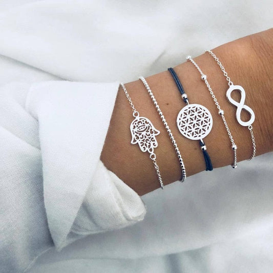 Ibiza Boho Zilveren Armbanden Set Met Ibiza Hippie Markt Bedeltjes