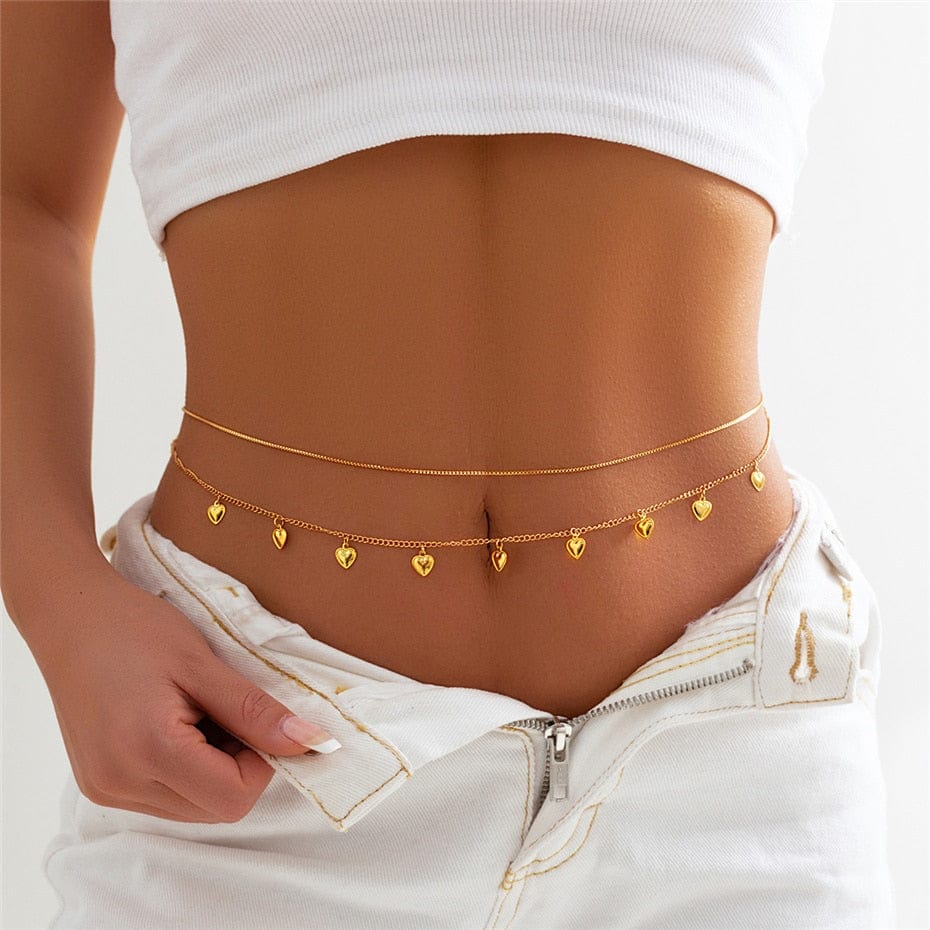 Ibiza Boho Zomerse Belly Chain Met Hartjes Bedeltjes